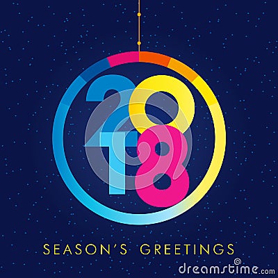 2018 seasons greetings happy new year card Vector Illustration