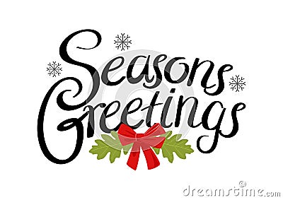 Seasons Greetings Text Vector Illustration