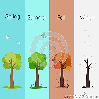 4 Seasons Vector Illustration