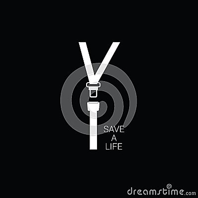 Seat belt save a life white vector Vector Illustration