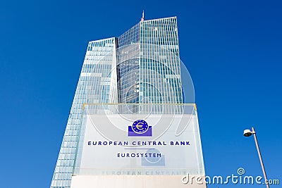 Seat of the European Central Bank (ECB) in Frankfurt am Main, Germany Editorial Stock Photo