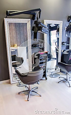 Seat inside of modern hair and beauty salon Stock Photo