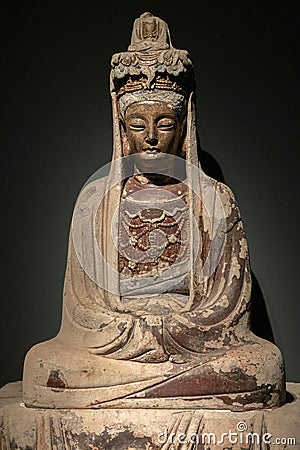 Seated Avalokitesvara (Guanyin) Statue Editorial Stock Photo