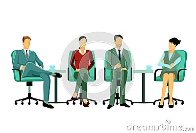 Seated business professionals Vector Illustration