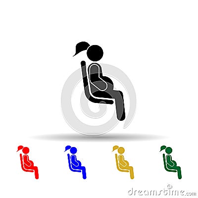 Seating place for pregnant multi color icon. Simple glyph, flat vector of priority icons for ui and ux, website or mobile Stock Photo