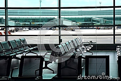 Seats in the airport hall Stock Photo