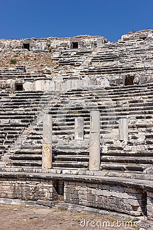 Seats in amphitheater in Miletus Stock Photo