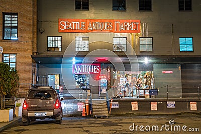 Seattle Antiques Market store entrance Editorial Stock Photo