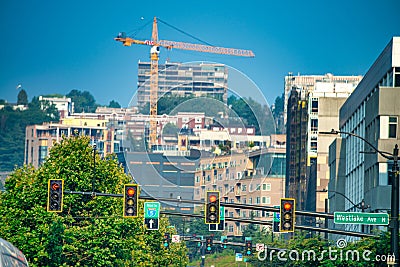 Seattle - August 8, 2017: Car traffic to the city outskirts Editorial Stock Photo