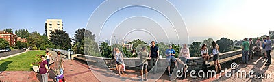 SEATTLE - AUGUST 8, 2017:Tourists enjoy cityscape view from Kerr Editorial Stock Photo