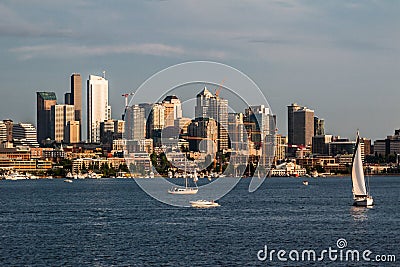 Seattle Cityscape Lake Union Stock Photo