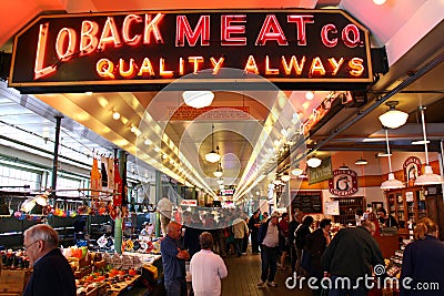 Seattle - Colorful Pike Place Public Market Editorial Stock Photo