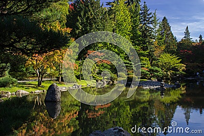 Seattle Japanese Garden/ Zen Lake Stock Photo