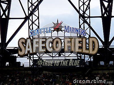 Seattle Mariners Safeco Field True to the Blue sign Editorial Stock Photo