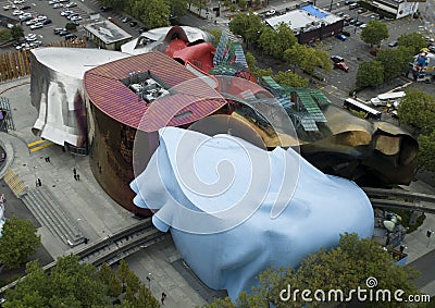 Seattle Monorail and EMP museum Editorial Stock Photo