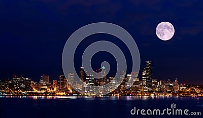 Seattle night view from Hamilton Park Stock Photo