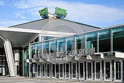 Alaska Airlines Atrium entrance at the Seattle Climate Pledge Arena Editorial Stock Photo