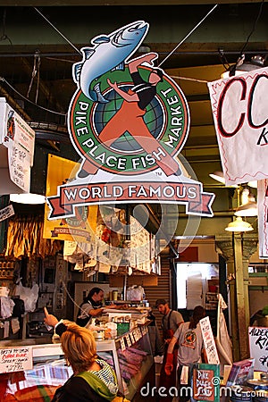 Seattle - Pike Place Fish Market Editorial Stock Photo