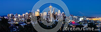 Seattle skyline at night Editorial Stock Photo