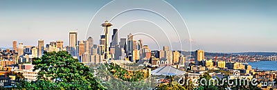 Seattle skyline panorama at sunset, Washington, USA Editorial Stock Photo