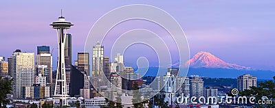 Seattle skyline panoramic Editorial Stock Photo