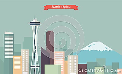 Seattle skyline Vector Illustration