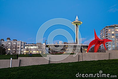 Seattle Space Needle at twilight Editorial Stock Photo