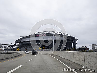 Seattle, WA USA - circa May 2021: View of the exterior to T-Mobile Park on an overcast day Editorial Stock Photo