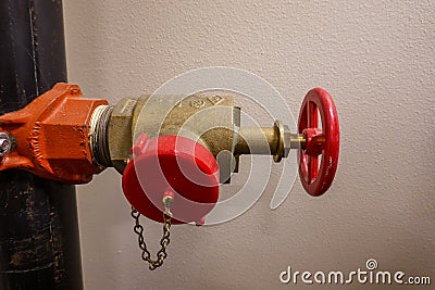 A water shutoff valve in an apartment complex in Seattle, WA Stock Photo