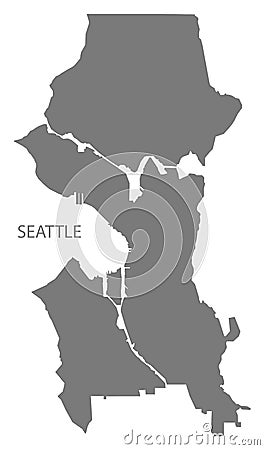 Seattle Washington city map grey illustration silhouette shape Vector Illustration