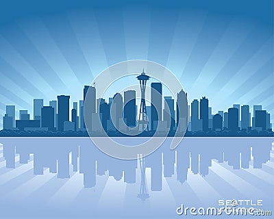 Seattle Washington city skyline silhouette Vector Illustration