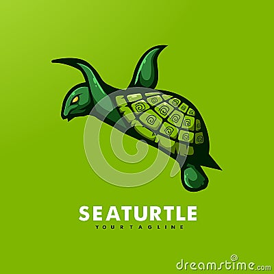 Seaturtle Mascot Logo Vector Illustration