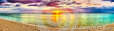 Seaview at sunset. Amazing landscape. Beautiful beach panorama Stock Photo