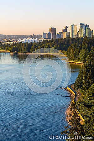 Seawall along Stanley Park in Vancouver BC Canada Stock Photo