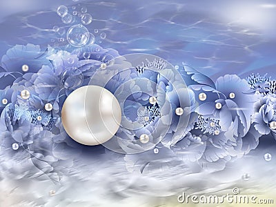 Seawead and pearl background with motion blur under the sea Stock Photo