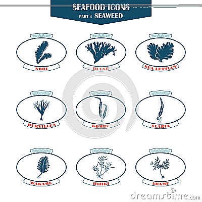 Seaweed icons set Vector Illustration