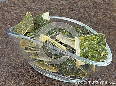 Seaweed rice crisps with algae Stock Photo