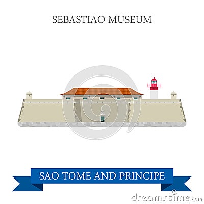 Sebastiao Museum SAO Tome and Principe Flat vector Vector Illustration