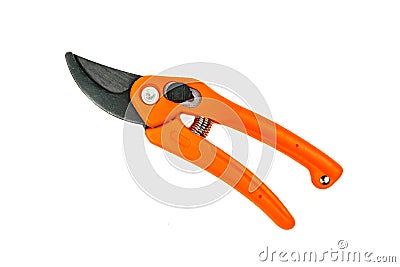 Secateurs pruner isolated on the white background Stock Photo