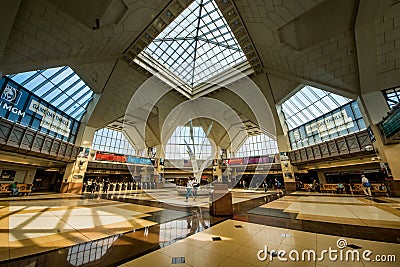 Horizontal interior view of the Frank R. Lautenberg Rail Station at Secaucus Junction Editorial Stock Photo