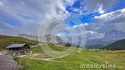 Seceda peak, Italy's Dolomites, unveils a breathtaking panorama. Trentino Alto Adige, Europe Stock Photo