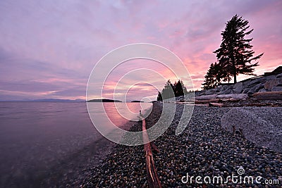 Sechelt Beach Sunset, Sunshine Coast, BC Stock Photo