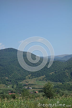 Secluded houses of Romanian mountain village Stock Photo