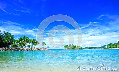 Secluded lagoon with clear blue sky Stock Photo