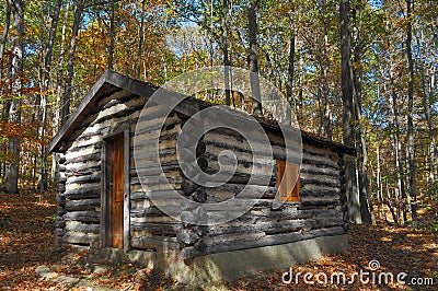 Secluded log cabin Stock Photo