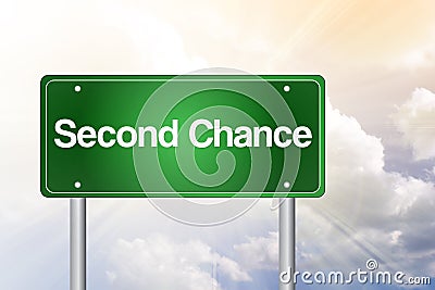 Second Chance Green Road Sign Stock Photo