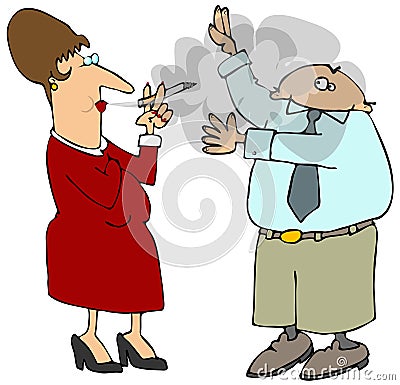 Second Hand Smoke Cartoon Illustration