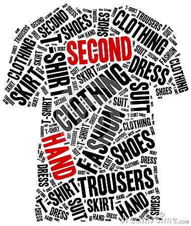 Second hand. Word cloud illustration. Cartoon Illustration