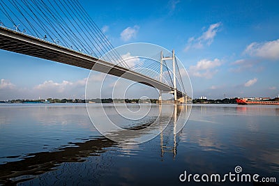 Second Hooghly river bridge - the longest cable stayed bridge in India. Stock Photo