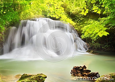 Second level of Huai Mae Kamin Waterfall i Stock Photo